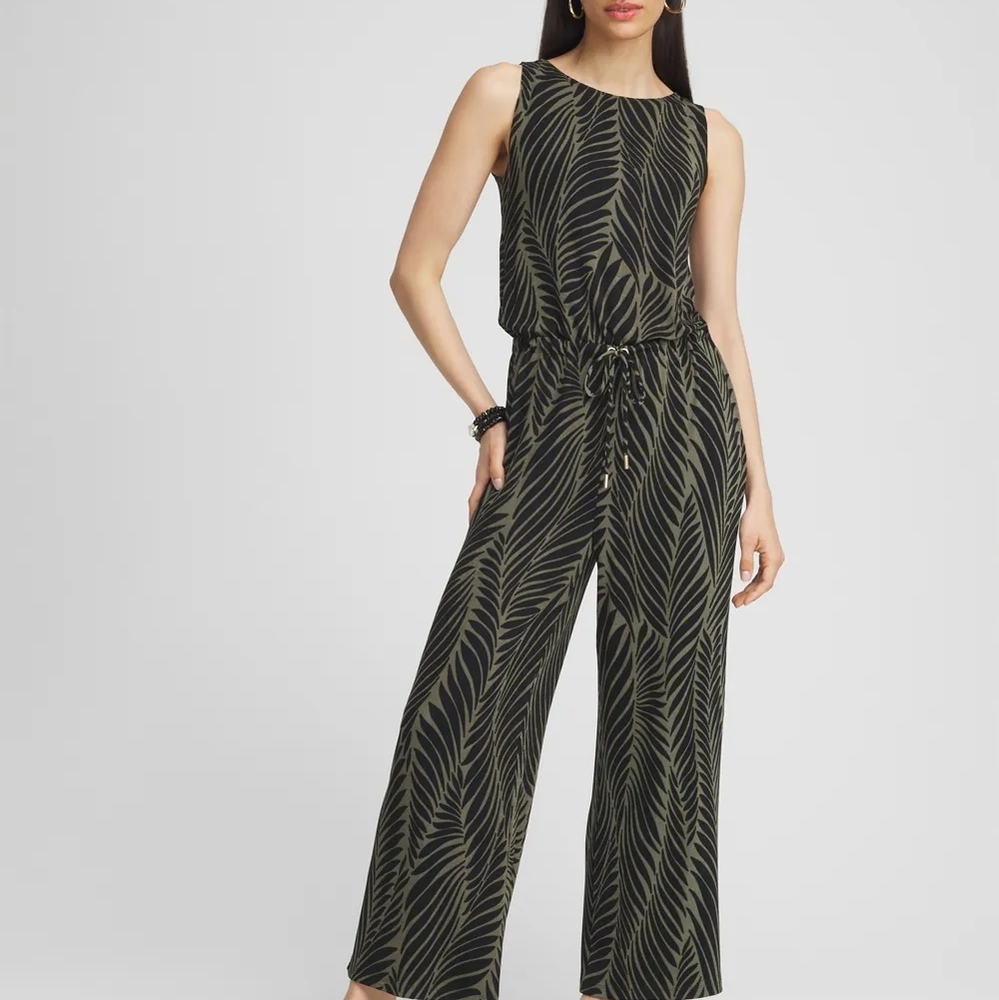 Chico's Olive & Black Sleeveless Jumpsuit Medium 1 NWT